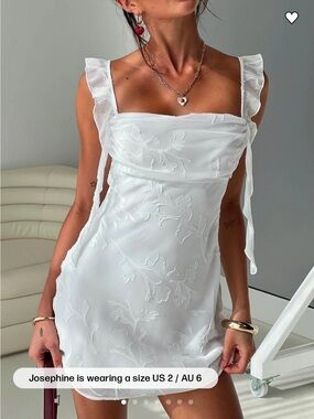 Princess Polly White Floral Lace Mini Dress with Ruffle Tie Straps